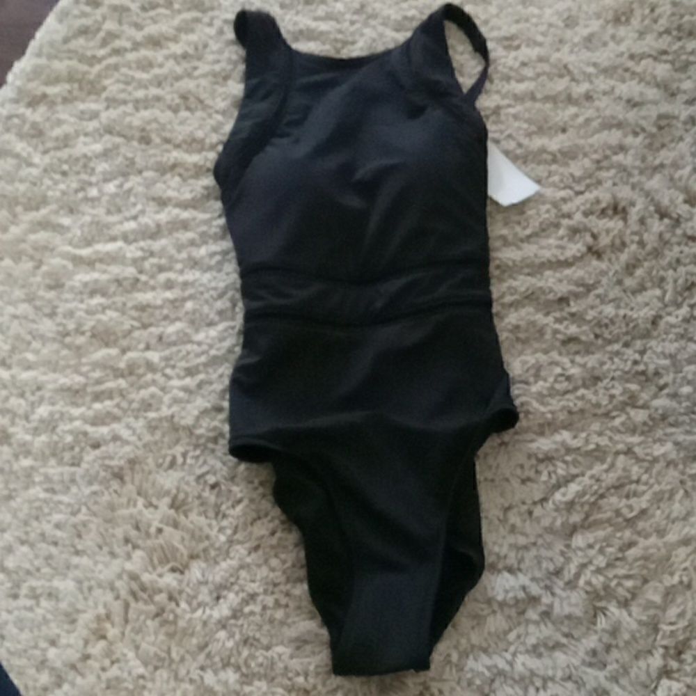High-Neck Black One-Piece Swimsuit